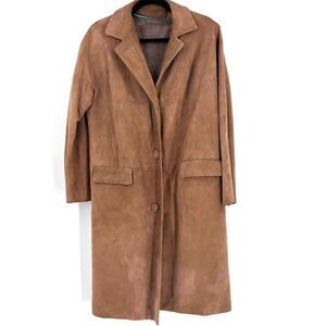 Vintage Montgomery Ward 1950s Suede Longline Jacket Coat Small medium lined